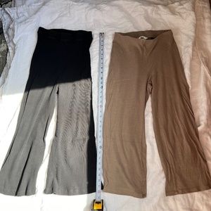 LOT! Two pairs of culottes pants womens size small black and taupe high wasted